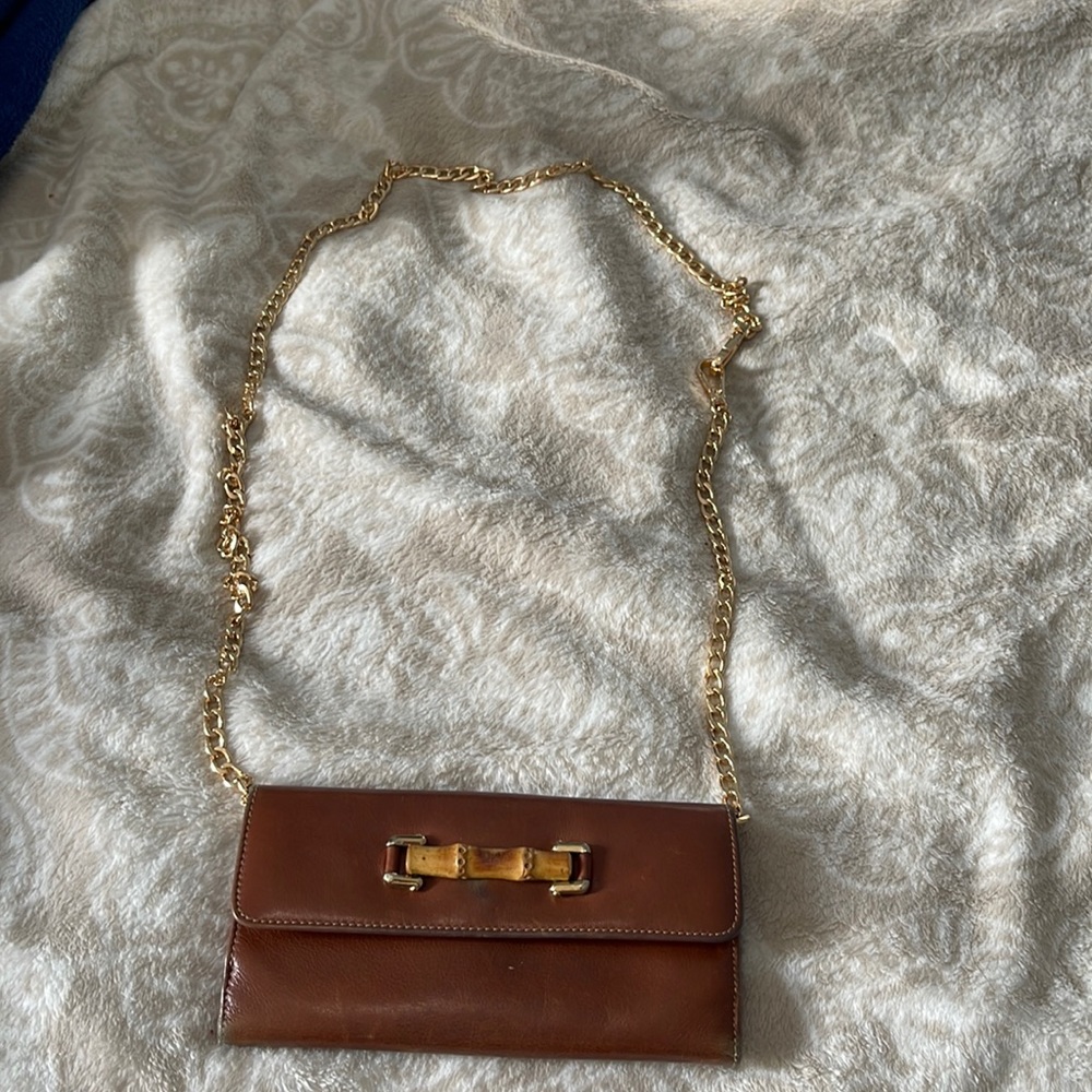 Gucci Bamboo Bifold Long Wallet Brown Leather